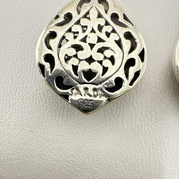Sarda Sterling Silver Earrings Teardrop Filigree Pebbled Bali Scrollwork 925 JTV - Picture 8 of 11